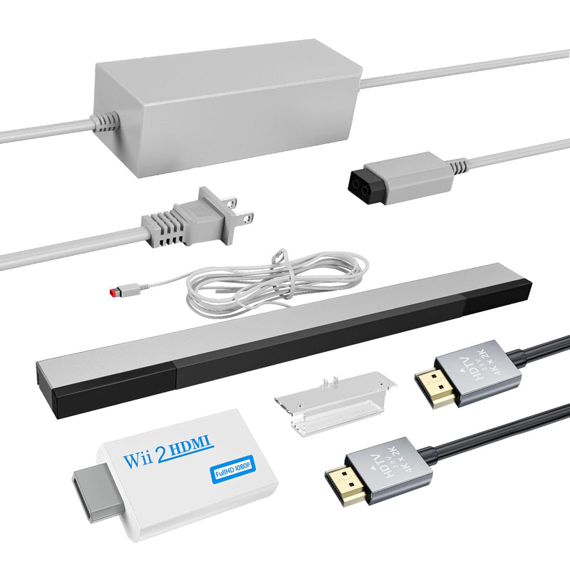 [AUSTRALIA] - LA NREUCETS 4 in 1 Wii Sensor Bar - Wii HDMI Adapter, HDMI Converter, Wii Power Cord AC Adapter, 4.92FT High Speed HDMI Cable Compatible with Nintendo Wii Accessories Sensor Bar+Adapter+HDMI Converter+Cable 
