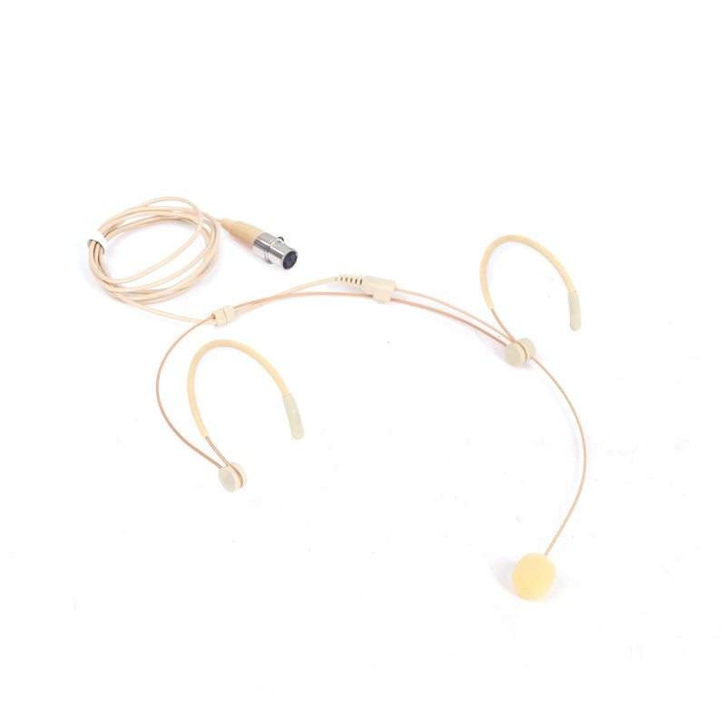 Beige Headworn Microphone,Daul Ear Hook Mic,Condenser Headset Mics for Shure Microphone Wireless Systems,Ideal for Lectures,Actors,Theater,Podcasts Mini 4 Pin XLR (TA4F) Plug