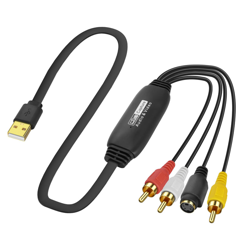 [AUSTRALIA] - XMSJSIY USB 2.0 Audio Video Capture Card S Video RCA to USB Digital Grabber Recorder CVBS VHS VCR to Digital Converter for DVD Player,Laptop,PC,Tape Recording -1.2M/3.9FT (S-Video+3 RCA Male to USB) S-video+3 RCA Male to USB 