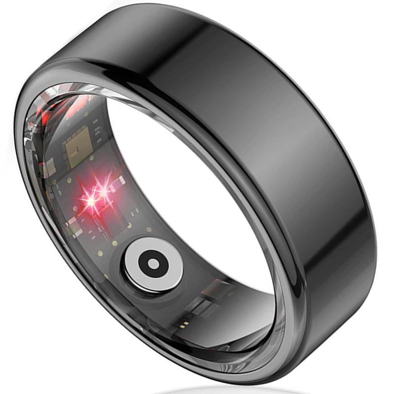 Smart Ring Health Tracker for Women Men, Sleep Tracker with Heart Rate and Blood Oxygen, Fitness Ring for Activity Monitoring, 15 Days Battery, No Subscription, Titanium Alloy(Black, #8)