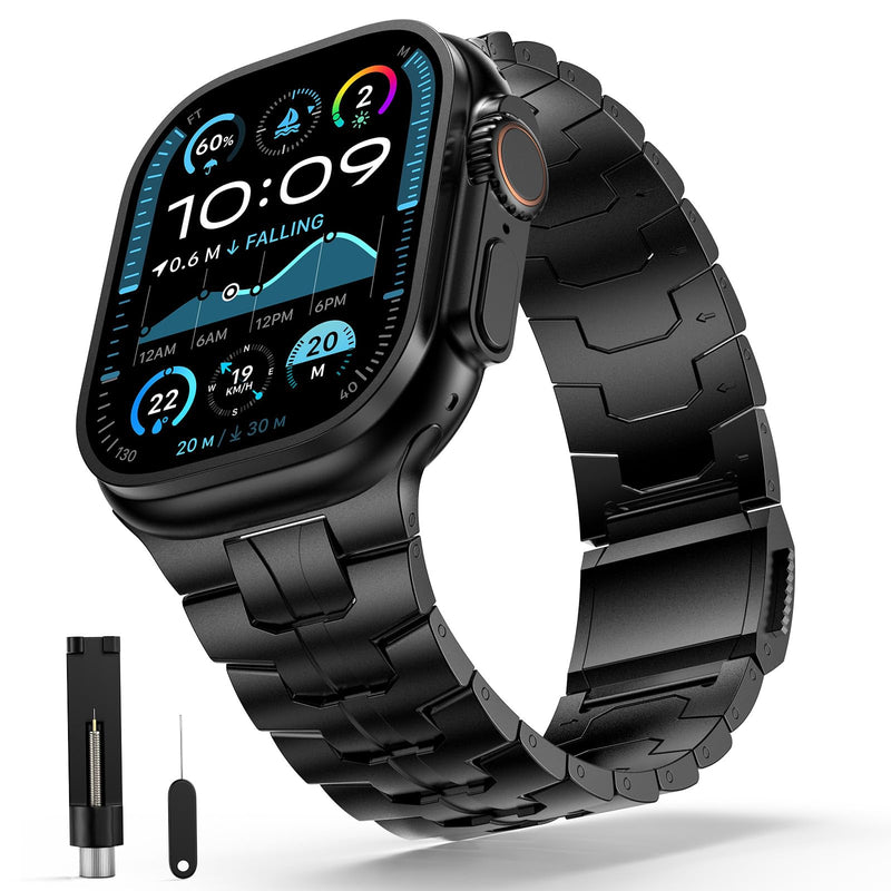 Magnetic Titanium Band for Apple Watch Ultra 2 & Ultra 49mm/ Series 10 46mm/ Series 9/8/7 45mm /SE 44mm, Premium Adjustable Titanium Watch Band with Scratch-Resistant Coating