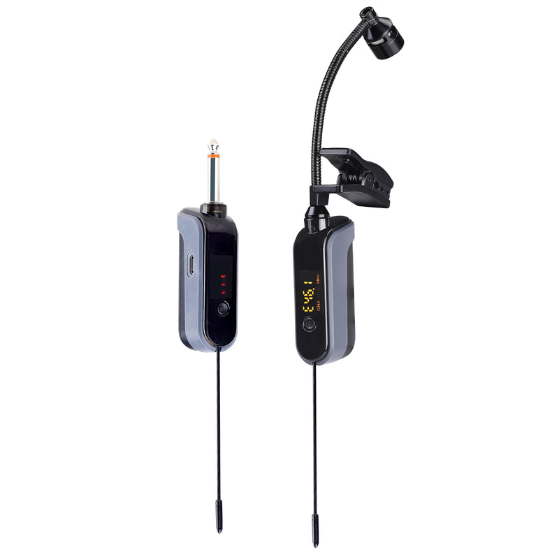 BOMGE UHF Wireless Instruments Microphone,Saxophone Microphone,Wireless Receiver and Transmitter,160ft Range,Plug and Play,Great for Trumpets, Clarinet, Cello, Active PA Systems (WTU-08A) WTU-08A