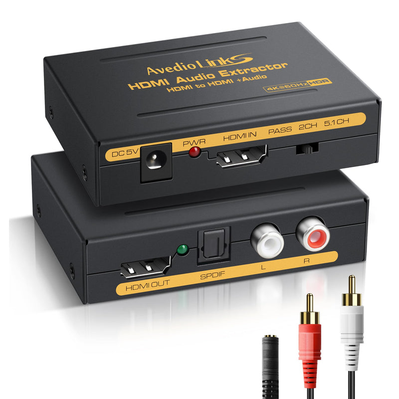[AUSTRALIA] - avedio links 4K 60Hz HDMI Audio Extractor Converter SPDIF + L/R Stereo 3.5mm Out, HDMI2.0 HDCP2.2 Dolby Digital/DTS/Dolby Vision HDR for Fire Stick, Blu-Ray Player 4K 60Hz Black 