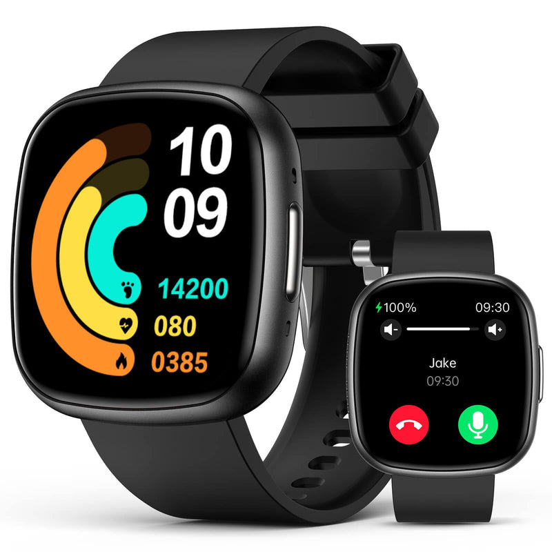 Smart Watches, 1.72" Smartwatch for Men Women (Answer/Make Call), Fitness Tracker with 100+ Sport Modes, IP68 Waterproof, Heart Rate/Sleep/Spo2 Monitor, Activity Tracker for Android iOS Black