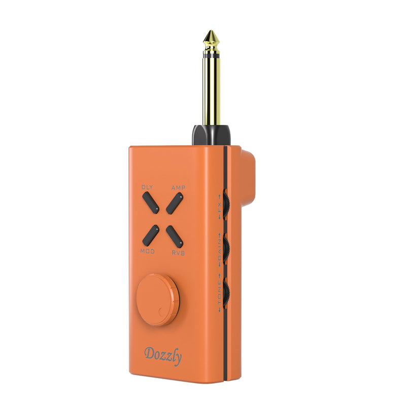Guitar Headphone Amp Multi Effects Pocket Rechargeable Portable Mini Electric Guitar Headphone Amp Modulation Delay Reverb (Orange) Orange