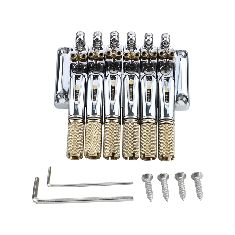 [AUSTRALIA] - 10.5mm Headless Electric Guitar Bridge Chrome Headless Bass Guitar Bridge Brass Saddles Zinc Alloy Plate Electric Guitar Bridge 6 String Headless Guitar Bridge Fixed 