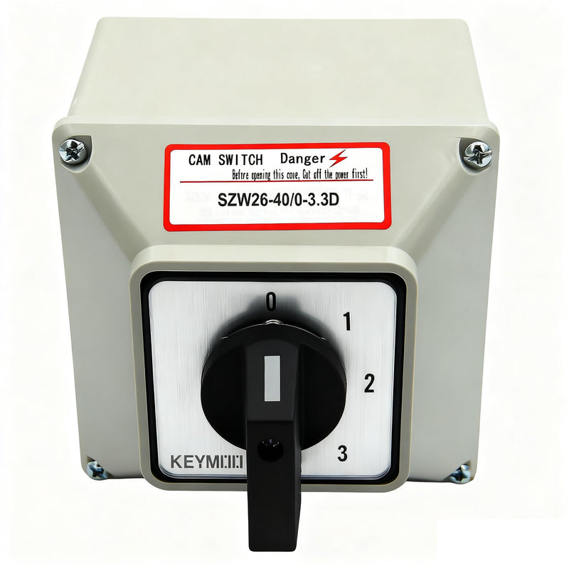 40A Changeover Switch with Exterior Box, 4 Positions 3 Poles, Universal Selector Switch, Cam Switch Box IP65