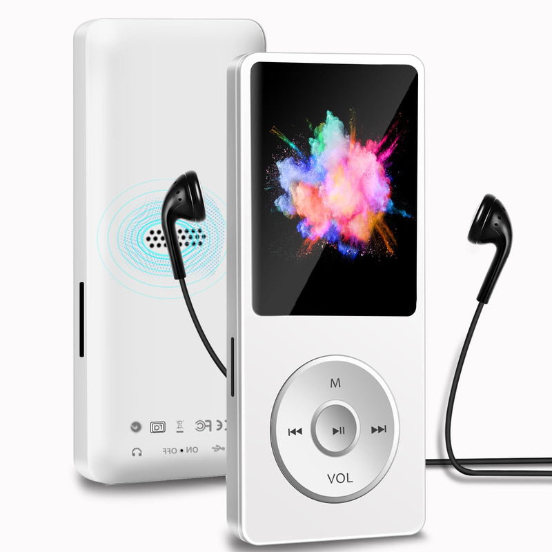 [AUSTRALIA] - Aigital MP3 Player with Bluetooth and 32GB TF Card, HiFi Music Player with Built-in Speaker and Earphones, Multifunctional MP3 Players with FM/Recording/E-Book/Video,Silver White 