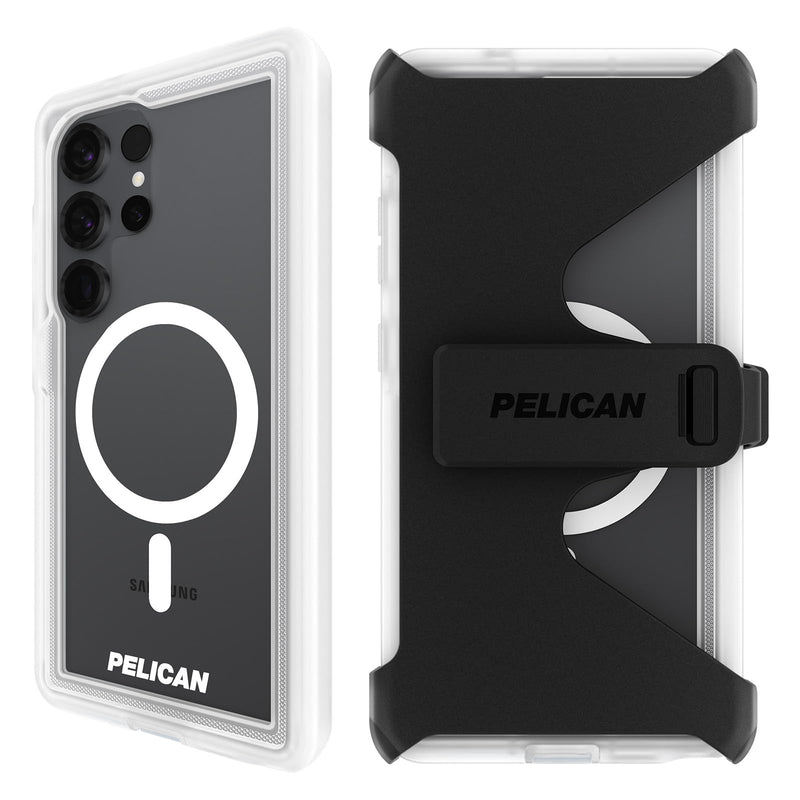 Pelican Voyager Samsung Galaxy S25 Ultra Case - Rugged Phone Case - Clear | Magnetic & Wireless Charging Case with 18ft Military-Grade Drop Protection & Belt Clip Holster for Samsung Galaxy S25 Ultra Voyager Clear