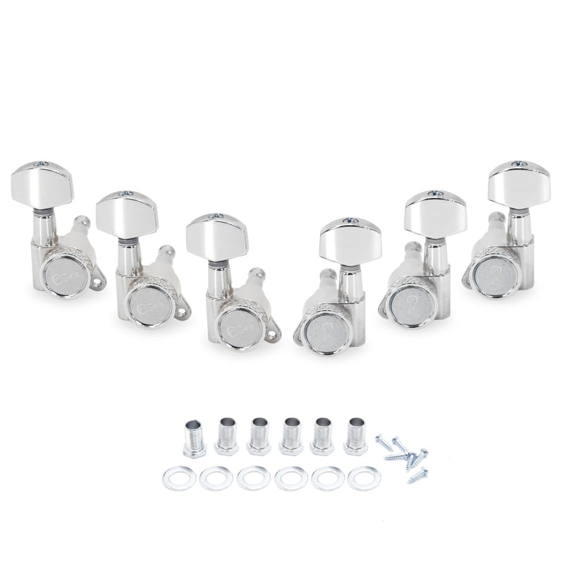 [AUSTRALIA] - FJBGuitar 6Pieces Tuning Pegs Acoustic Guitar Machine Heads Electric Guitar 1:18 Tuning Pegs Keys Knobs String Tuner 3 Left + 3 Right-Chrome 3L+3R Chrome-Standard 