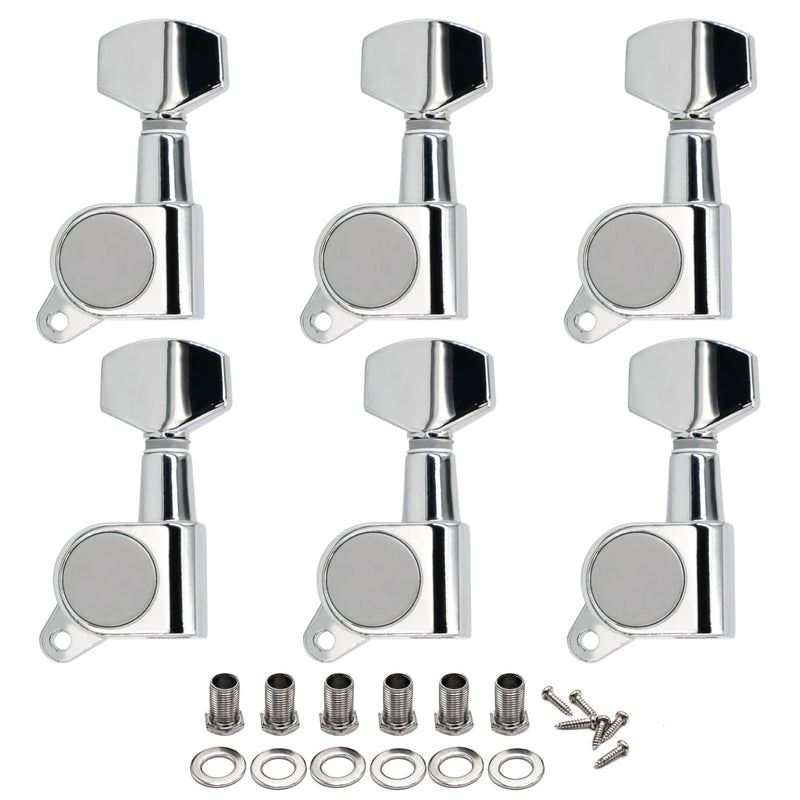 [AUSTRALIA] - FXJXB 18:1 Guitar Tuning Pegs 6 in Line(6 Left) Standard Guitar Tuners Acoustic or Electric Guitar Tuning Keys Machine Heads Replacement- Chrome(6L) 6 Left Chrome-Standard 