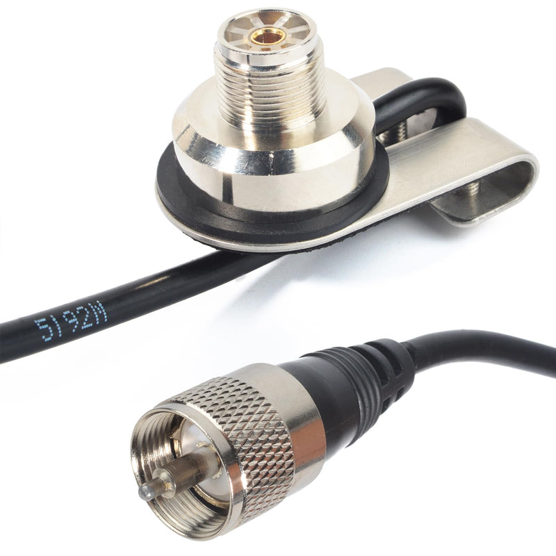 [AUSTRALIA] - HYS Heavy-Duty Trunk Lid Antenna Mount Bracket Base with 13Ft RG-58 Coax Cable, PL-259 to SO239 UHF Connectors for CB, Ham Radio, HF/VHF/UHF Mobile Antennas (TCJ-N6) 