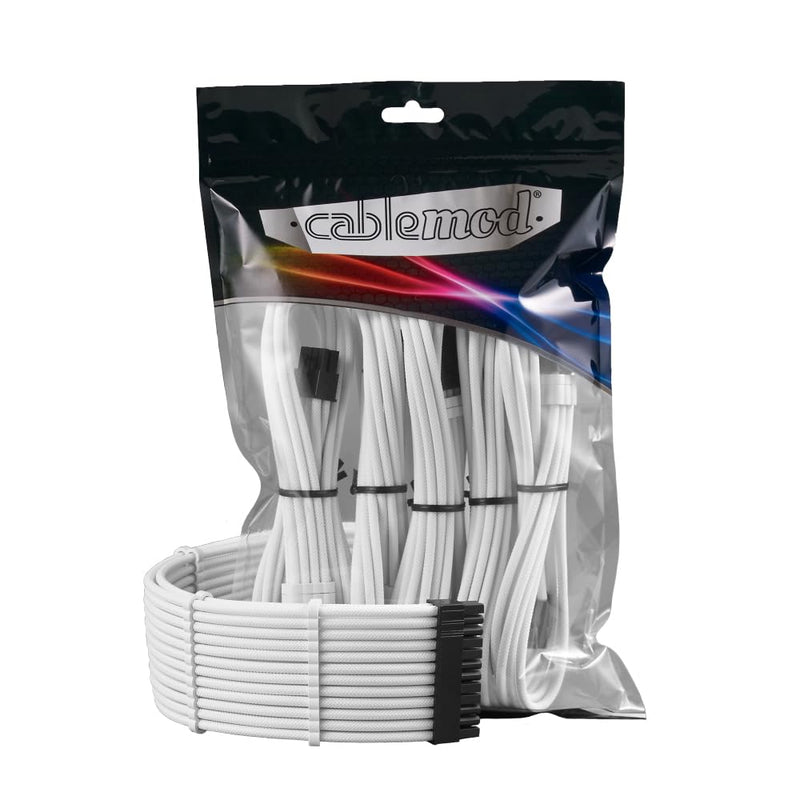 CableMod Pro ModFlex Sleeved 12V-2x6 12VHPWR StealthSense Cable Extension Kit (White, 16-pin to Triple 8-pin) White