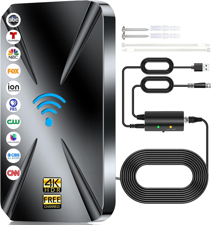[AUSTRALIA] - 1600+ Miles TV Antenna Indoor,Digital TV Antenna for Smart TV Indoor with Amplifier Signal Booster, Strongest TV Antenna for Local Channels,Indoor Antenna with 42ft Coax HDTV Cable Support 8K 4K HD009 