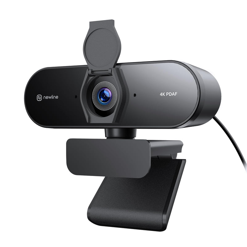 N newline 4K Webcam for PC with PDAF Autofocus, Privacy Cover, Dual Microphones, 4K@30FPS & 1080P@60FPS, Auto Light Correction, Plug & Play USB Camera for Laptop, Mac & Desktop, Streaming