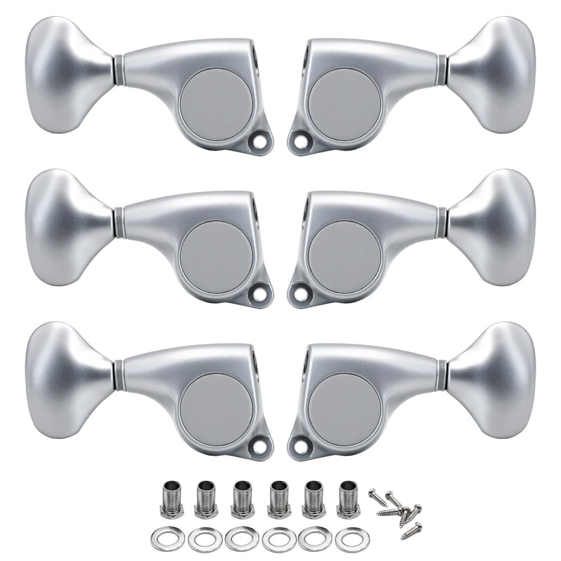 [AUSTRALIA] - FXJXB 21:1 Guitar Tuning Pegs 3x3 Standard Guitar Tuners Tuning Keys Replacement for Acoustic or Electric Guitars - Matte Chrome(3L+3R) 3L+3R MatteChrome 