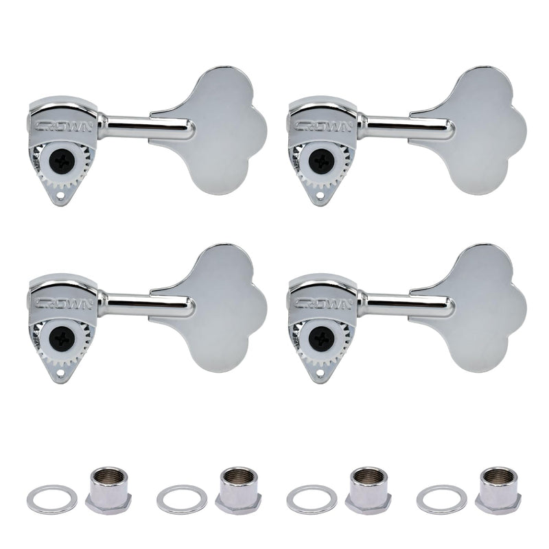 [AUSTRALIA] - FXJXB 24:1 Bass Tuners (4 Right) Open Gear Bass Tuning Pegs for Electeric Jazz Precision P Bass Replacement-Chrome(4R) 4R Chrome 