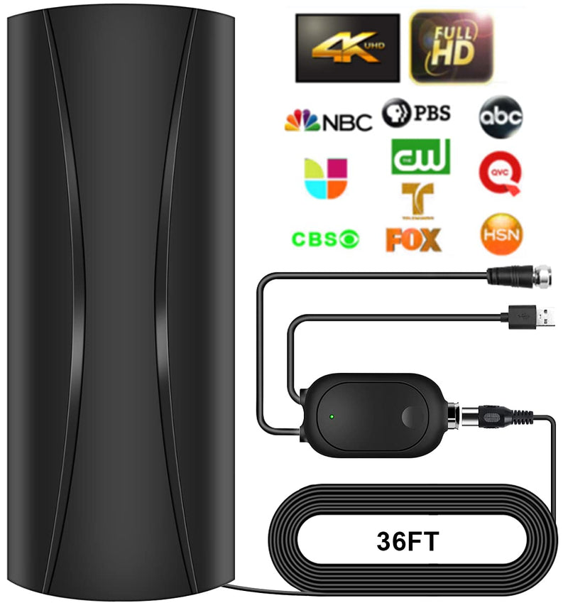 2025 Strongest Digital TV Antenna, 1600+Miles Range TV Antenna for Smart TV Indoor, 360° Reception TV Antenna Indoor with Amplifier Signal Booster Support 4K 8K 1080p All TV's-36ft Thick Coaxial Cable AN-5004