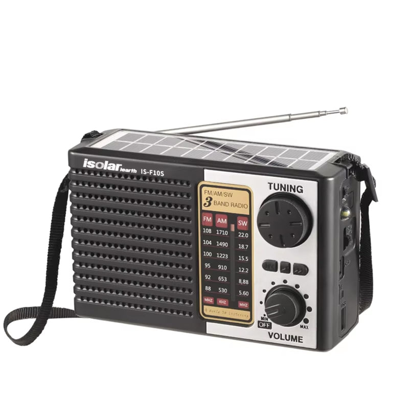 [AUSTRALIA] - Portable Solar Radio, AM/FM/SW Bands, Digital Speaker with Strong Reception, LED Lights, USB Charging, Detachable Battery for Camping and Mountaineering Outdoor Camping Jogging 