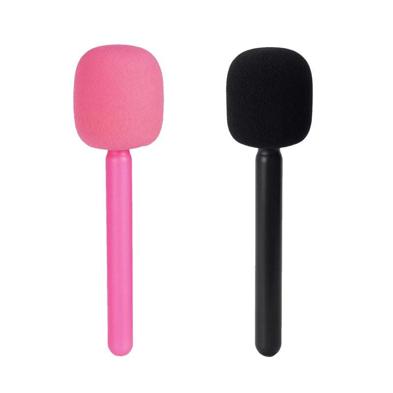 [AUSTRALIA] - Mic Holder for DJI Mic 1/2, Interview Microphone Handle for Rode Wireless GO I/II/ME/Pro, Wireless Lavalier Microphone Handheld Adapter Mount with Foam Cover for Hollyland Lark M1 Black+Pink 