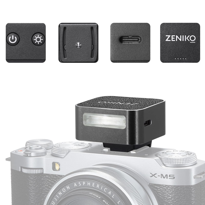 [AUSTRALIA] - Zeniko ZF08 Aluminum Mini Flash Speedlite, 440 Full-Power On Camera Flash,CCT 6500K±200K Small Camera Flash for Canon/Fuji/Sony zv1/Sony zve10/Nikon/Panasonic Olympus Pentax/3s Recycle(Black) Black 
