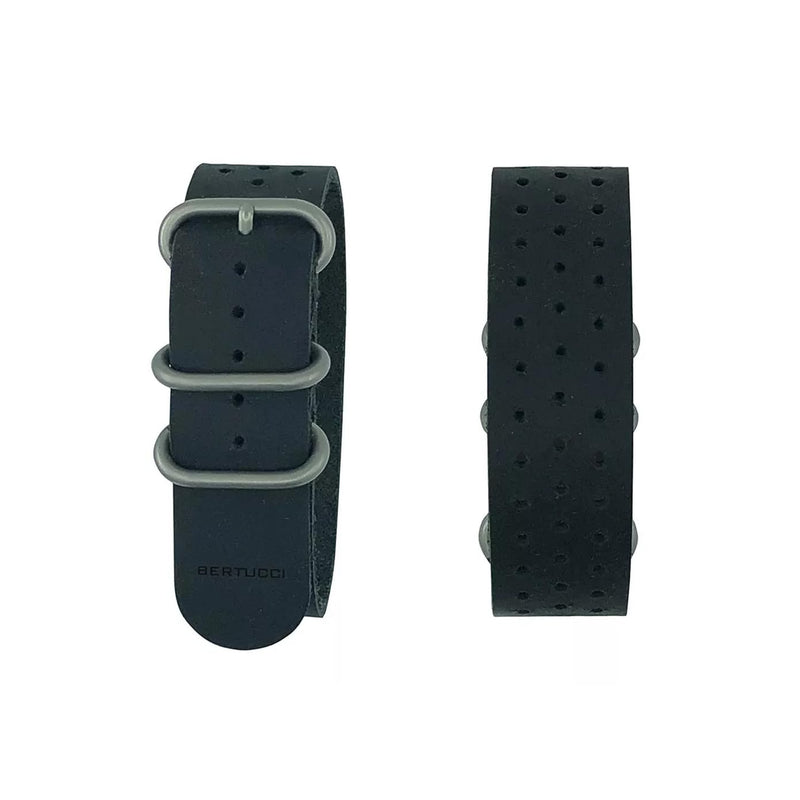 BERTUCCI Unisex Black Field Leather 22 MM Lightweight and breathable One size Fits All Watch Band - B-372BP