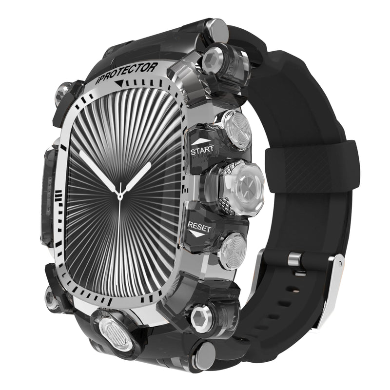 Case compatible with Apple Watch Series 10/11 46mm Bands for Men, iG3200 High End Sport Wristband with Case Protector for iWatch 10/11 46mm, Stylish Gift for Husband Boyfriend (Silver)