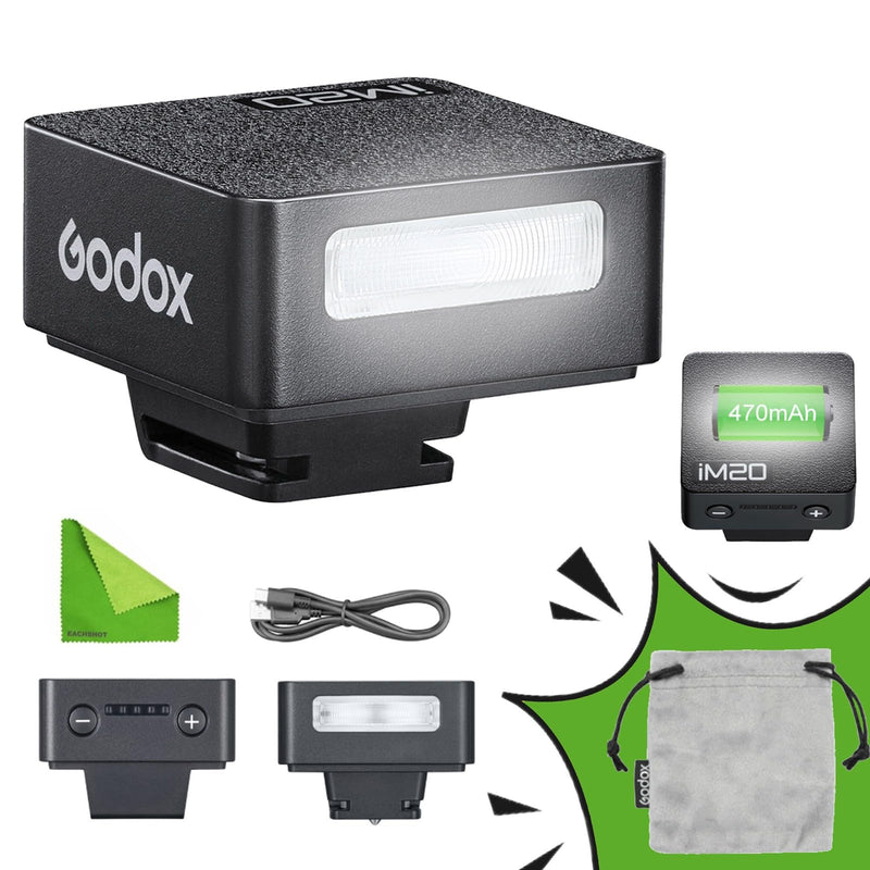 [AUSTRALIA] - GODOX iM20 Mini Flash for Camera w/Built-in Battery, Conpact & Portable GN10/470 mAh USB-C Charging & Universal Hot Shoe Compatible with Sony zve10,zv1,a7iii/Ricoh gr3,gr3x/Fujifilm f1, NOT for ZV-1F Black 