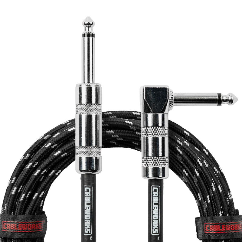 by Gator Cases Backline Series 20 Ft Braided Guitar Instrument Cable, Straight to Right Angle, Black/Grey (GCWB-INS-20RABG) Black / Grey 20 ft.