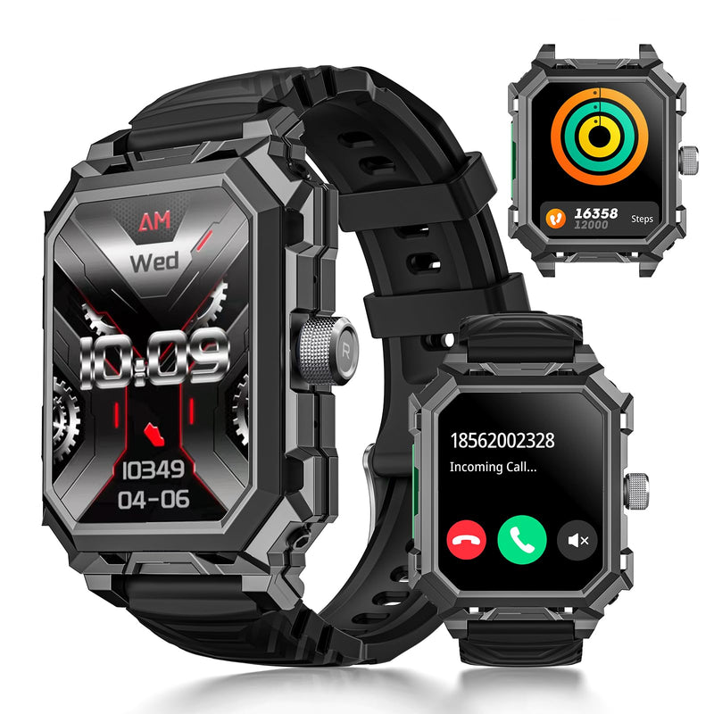 Rogbid Military Smart Watches for Men, 2.06'' AMOLED IP68 Waterproof Smartwatch for Android iOS, Answer/Make Call Fitness Tracker with Heart Rate/Sleep/Stress/SpO2/120+Sport Modes