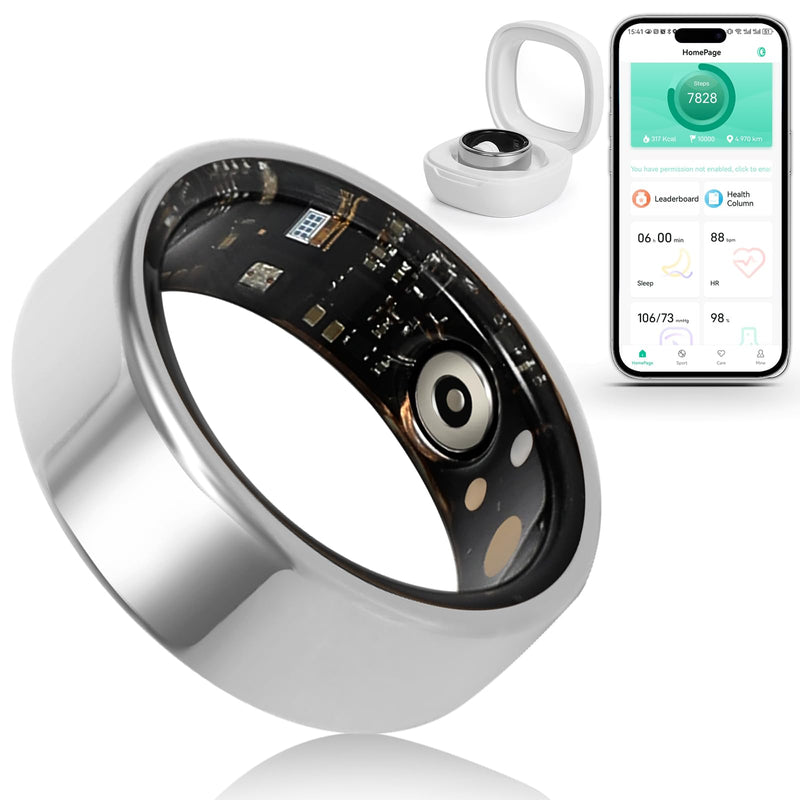 Women's Smart Ring Sleep Monitor Fitness Tracker (Silver, 10#) Silver 10#