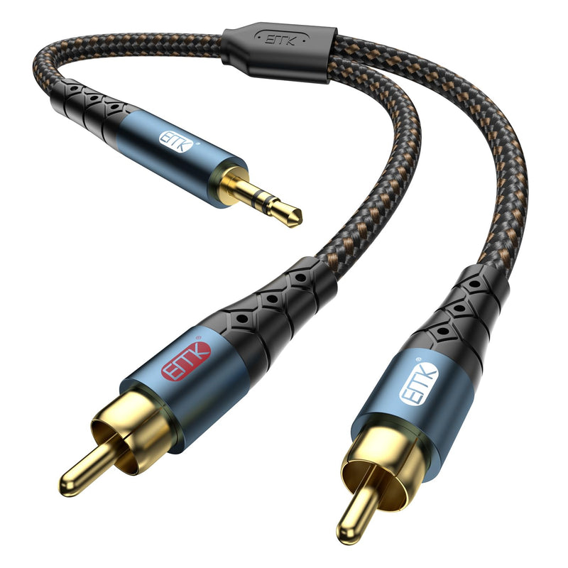 [AUSTRALIA] - EMK 3.5mm to 2RCA Cable 24K Gold-Plated Nylon Braided RCA to Auxiliary Stereo Audio Headphone Male to Male 1/8 to RCA Cord for Tablet,Subwoofer,Home Theater,DVD Speaker,MP3/MP4,Player 10ft/3m 
