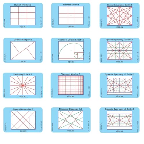 4:3 Directors Viewfinder Set, 12 Layouts, 12 Cards Set - Full 4:3 Only