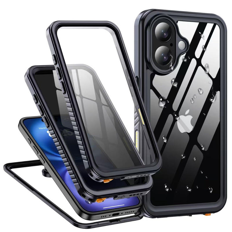for iPhone 16 Case IP68 Waterproof, Black | Built-in Privacy Screen Protector & HD Screen Protector Shockproof Dustproof Full Body Protection iPhone 16 Phone Case