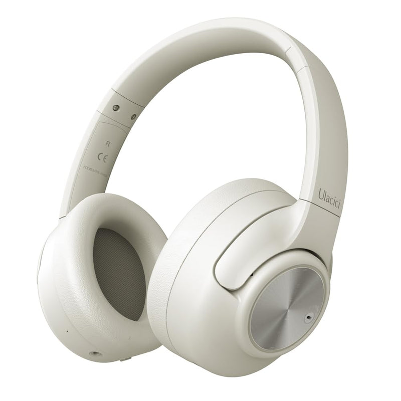 Active Noise Cancelling Headphones: Hybrid Bluetooth Headphones Over Ear with HiFi Audio - Wireless Headset 60H Playtime for Android Bluetooth Devices (White) White