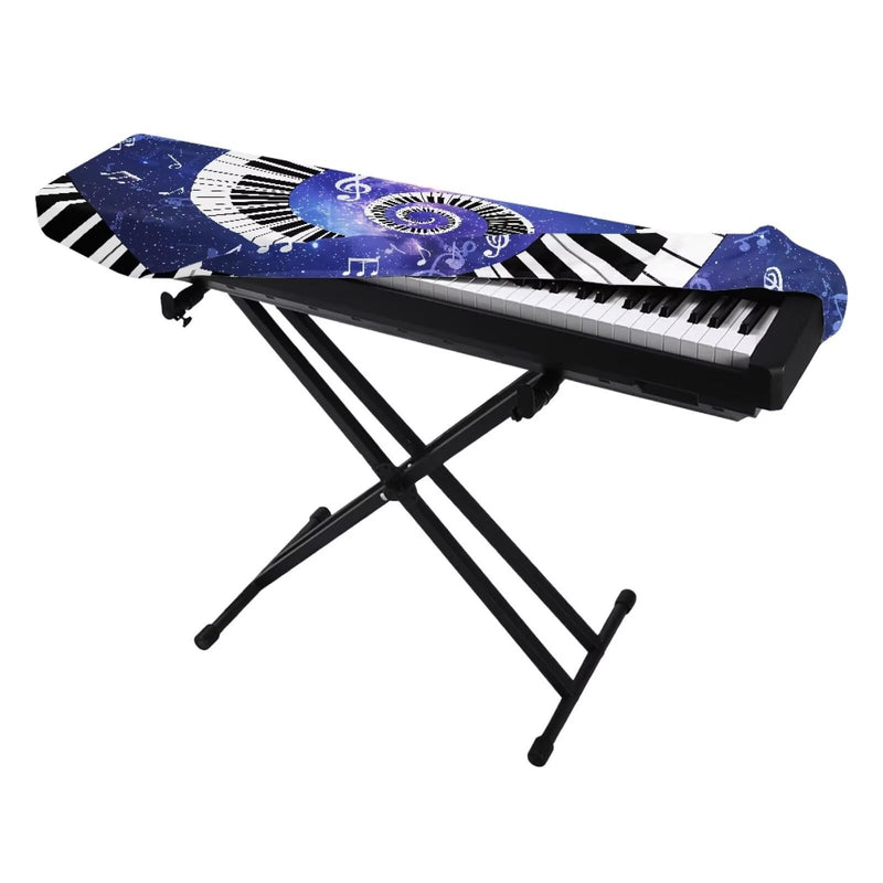 Piano Keyboard Cover Galaxy Music Notes Print Piano Keyboard Dust Cover for 54-88 Keys Electric Digital Piano Cover Cloth Full Cover Keyboard Protector Accessorie Large