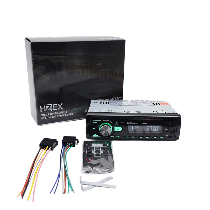 HZEX Car Stereo with Bluetooth and Subwoofer Outputs, Single Din Car Radio, Digital Media Audio Receiver Head-Unit, Fast Charging USB Ports and AM-FM Tuner, 1-Din Multimedia Player Estereo