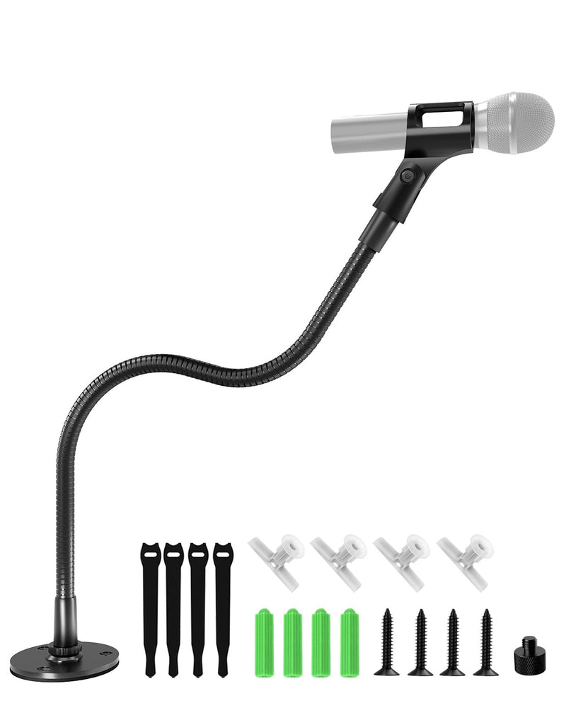[AUSTRALIA] - 19-inch Gooseneck Microphone Holder Stand, Desktop & Wall Mounted, Heavy Duty Flexible Microphone Arm Stand with Flange Mount Base, Ideal for Podium, Studio, Lecture, Podcast, Gaming, Streaming 19 Inch + Flange Mount 