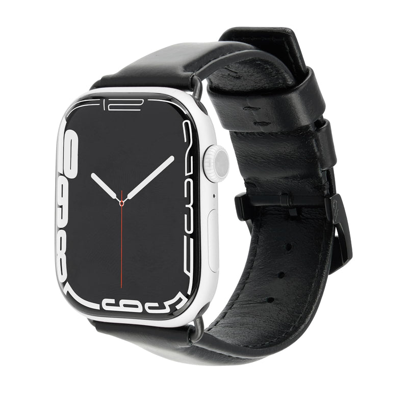 Case-Mate Apple Watch Band for Men and Women - Compatible with 42mm - 49mm iWatch Series 11/10/9/8/7/6/5/4/3/2/1/SE & Ultra 1/2/3 - Signature Premium Leather Band - Easy to Install and Remove - Black