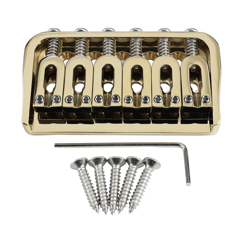 [AUSTRALIA] - 6 String Guitar Fixed Bridge 10.5mm Zinc Alloy Saddle Baseplate Electric Guitar Hardtail Bridge Compatible with Telecaster Tele Strat Style Electric Guitar Replacement Parts Gold 6 string- regular fret 