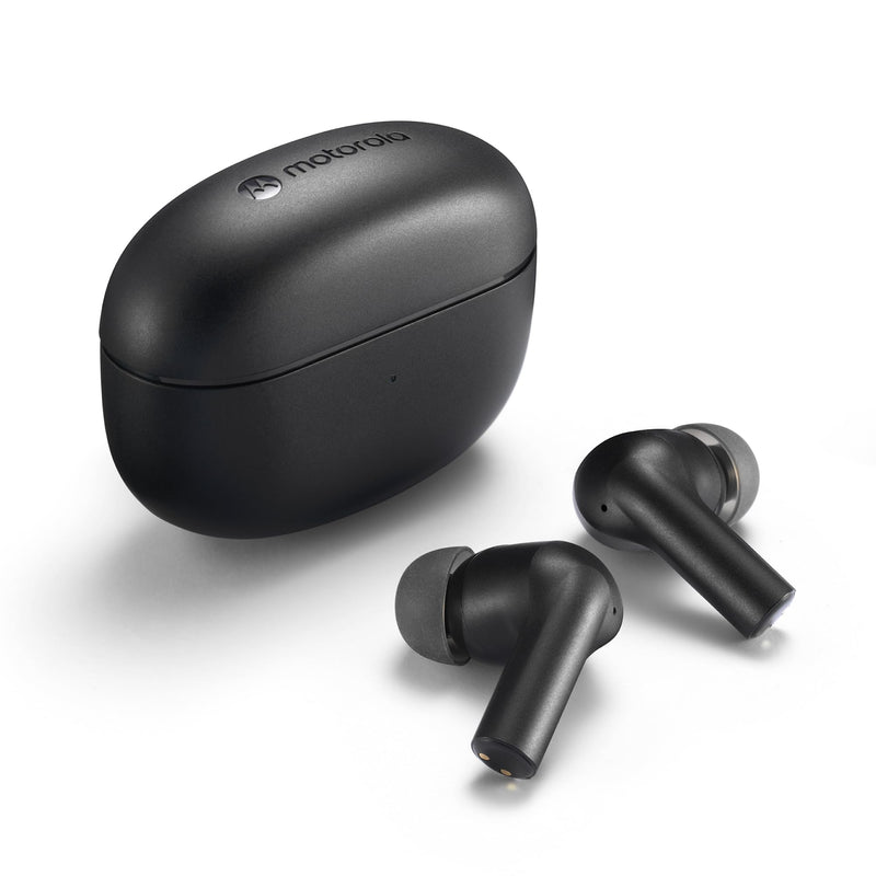 Motorola Sound Moto Buds 500 ANC True Wireless Earbuds, IPX4 Water Resistant Touch Control Ear Buds with Dual Noise Cancelling Microphone, Charging Case, Black