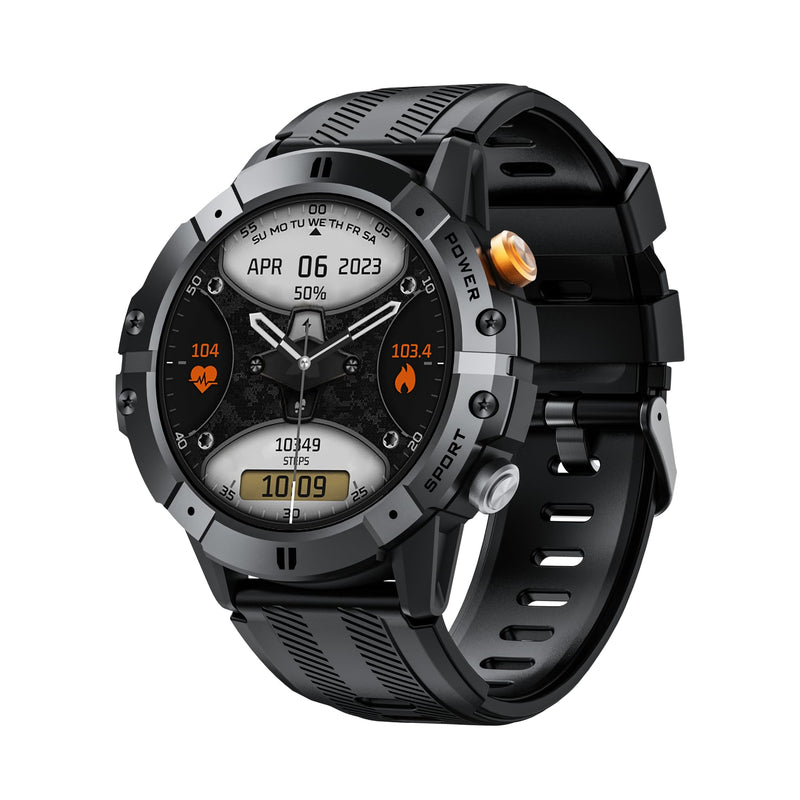 Gravity C29 Rugged Smart Watch, 1.52-Inch HD Display, 100+ Sports Modes, 7-10 Days Battery Life, AI Voice Assistant, 1 ATM Waterproof, Heart Rate & Sleep Monitoring, Shockproof (Black)