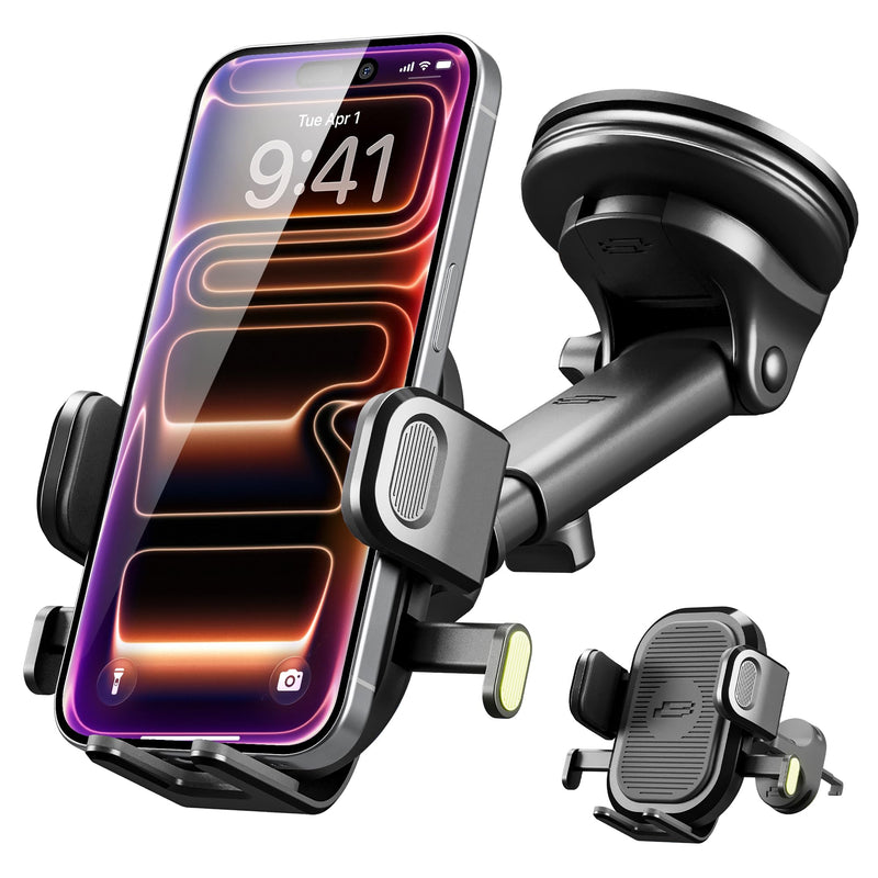Bracketron Easy OneClick 3-in-1 Truck Phone Holder, Dash Vent & Windshield | Heavy-duty suction cup phone mount with 360° telescoping arm and hands-free clamp for trucks and vehicles Dashboard & Windshield & Air Vent