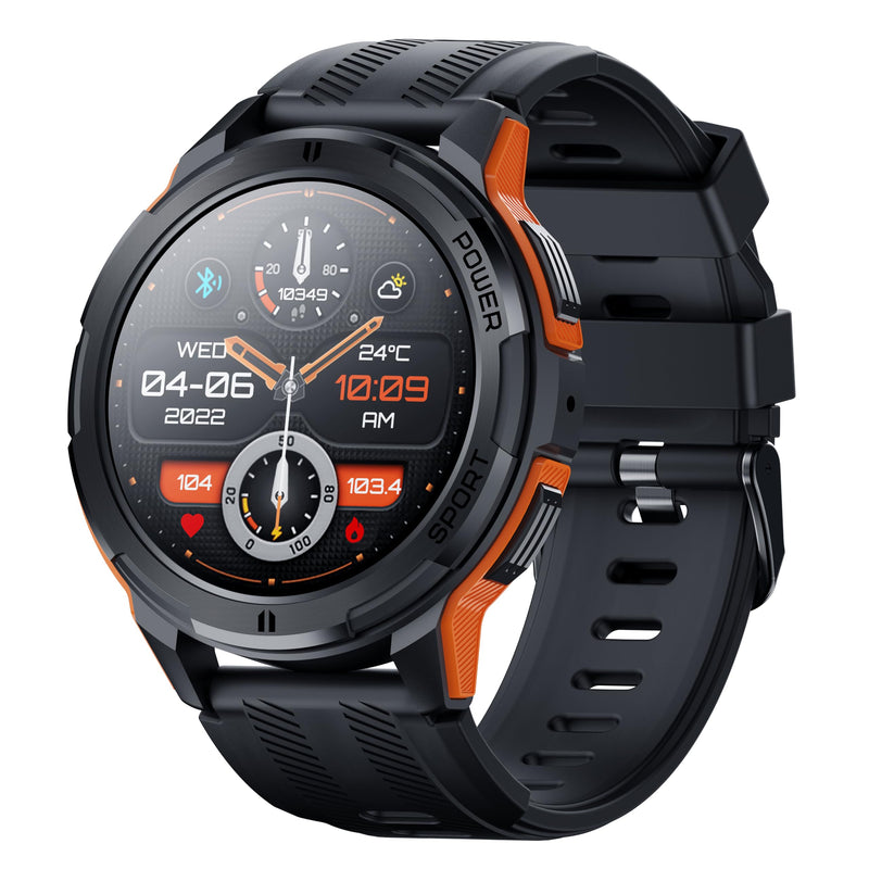 Gravity C25 1.43" AMOLED Smartwatch with Always-On Display, Bluetooth Call, AI Voice, 100+ Sports Modes, Heart Rate & Sleep Monitor, 1 ATM Waterproof, Fitness Tracker for iOS & Android (Orange)
