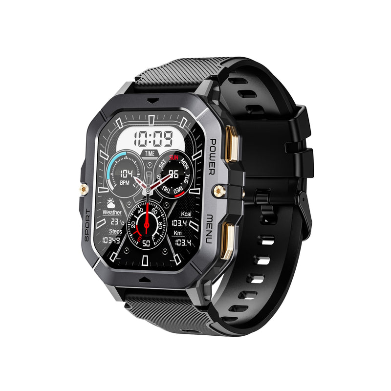 Gravity C28 Rugged Smartwatch – AI Watch Face, 100+ Sports Modes, Bluetooth Call, Waterproof, Heart Rate & Sleep Monitoring, Fitness Tracker for Men & Women (Black)