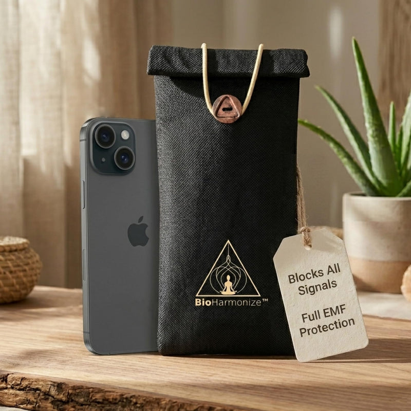 BioHarmonize EMF Protection Cell Phone Sleeve - EMF Blocker Pouch for Radiation Shielding, Digital Detox, Disconnect, Sleep & Privacy | Multi-Layer Faraday Fabric + Quantum Harmonizing Technology