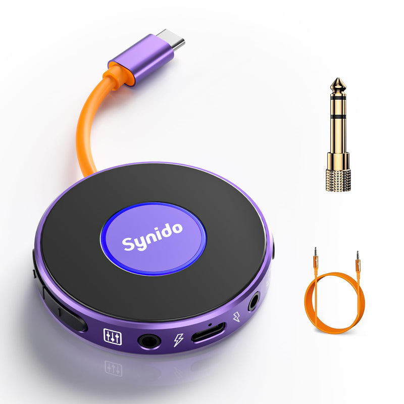 [AUSTRALIA] - Synido Portable Guitar Audio Interface with USB-C 24bit, 48kHz Mini Interface for Recording Music and Live Streaming with Instrument Input and Headphone Monitoring 