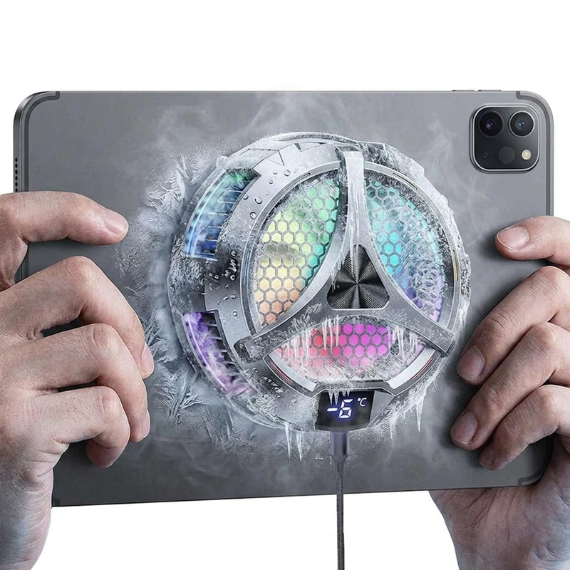 iPad Cooler Magnetic Tablet Fan Cooler with LED Display for MacBook/Surface pro/Samsung Tab/Steam Deck,Universal Semiconductor Radiator for Desk Work, Gaming, Streaming Live, Watch Movie, Black