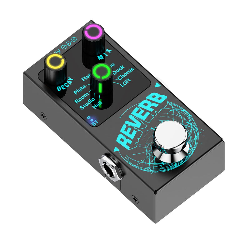 Mini Reverb Guitar Pedal, Verb Square Digital Reverb 9 Modes Room, Hall, Chorus, Duck, Plate, Studio, Echo, LOFI with True Bypass Aluminium alloy case (Black Reverb) Black Reverb