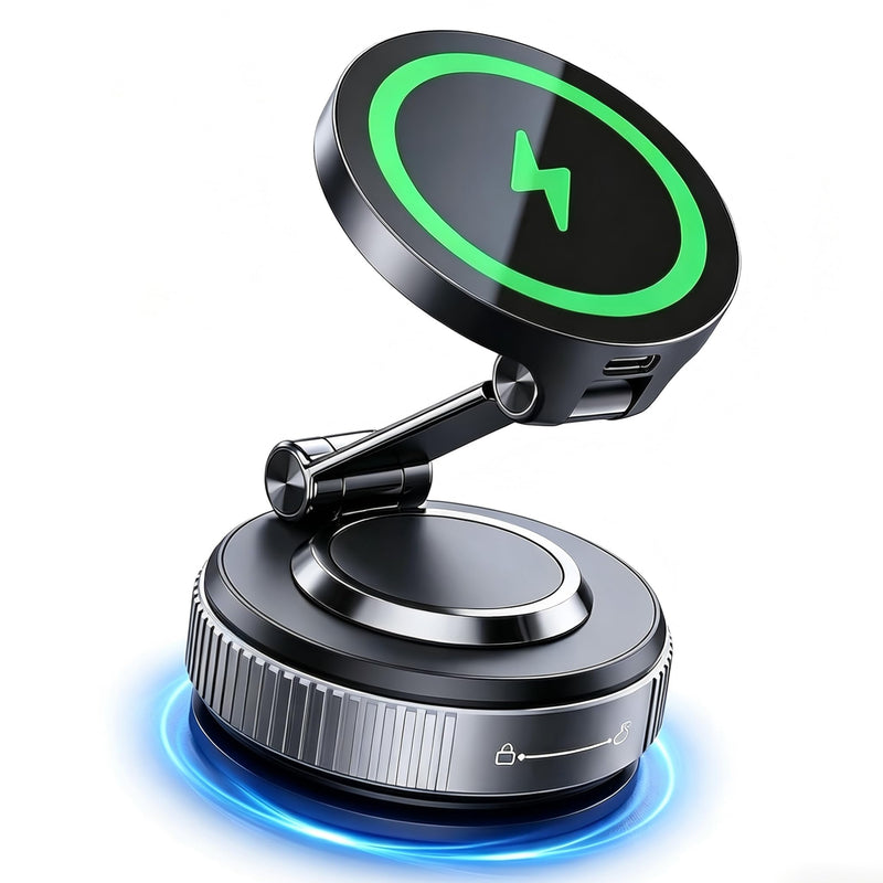 for Magsafe Car Mount Charger, Ultra-Strong Suction Phone Mount | 15W Fast Wireless Charging, 3000gf N55 Magnetic Phone Holder, 360° Rotation Base & Dual Axis Adjustable Car Accessories